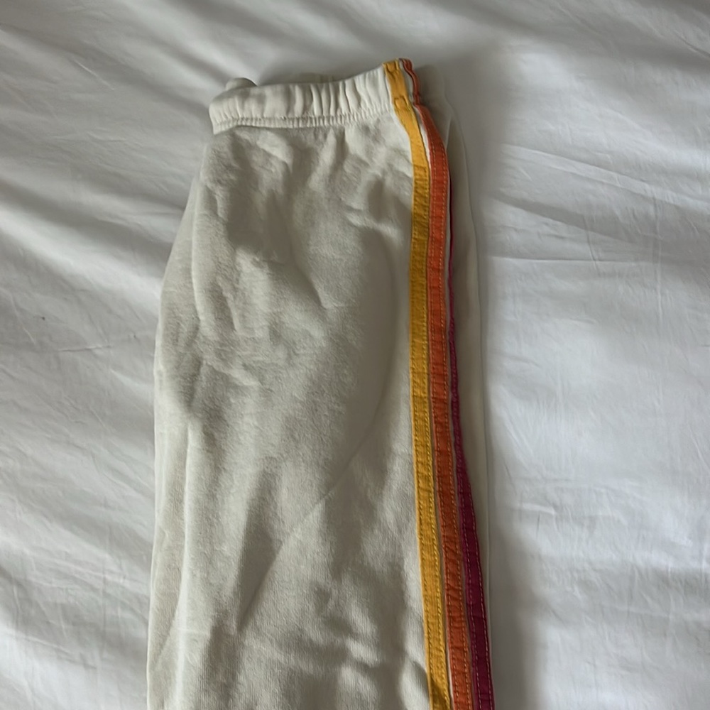 aviator nation ivory rainbow stripe sweats